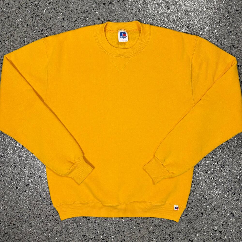 Vintage 1990s Russell Athletic Made in USA Yellow Crewneck
